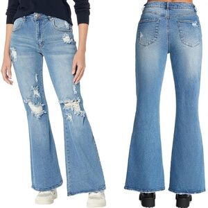 High Rise Flared Bootcut Distressed Jeans